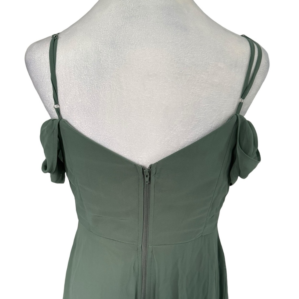 Birdy Grey Spence Chiffon Bridesmaid Dress Sage Long Sage with Pockets Medium - Picture 10 of 14